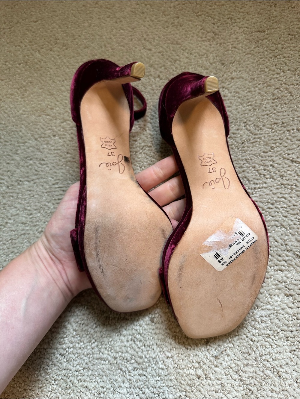 Joie velvet leather heels - Picture 5 of 5